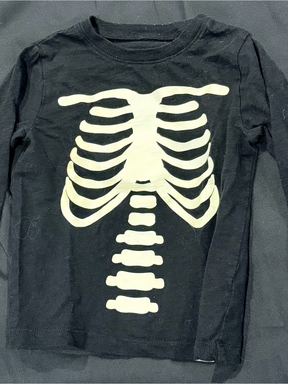 Kids Black Skeleton Graphic Glow-in-the-Dark Long-Sleeve Shirt